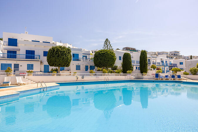 Communal swimming pool within the Ikaria Village complex.